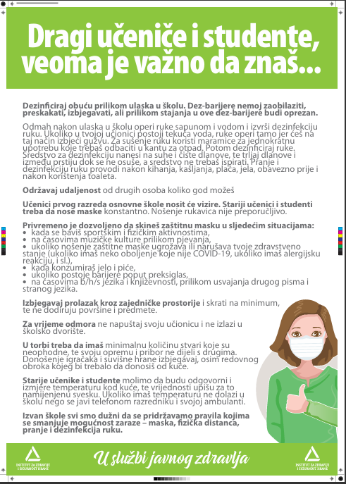 Plakat za učenike – Škola i COVID